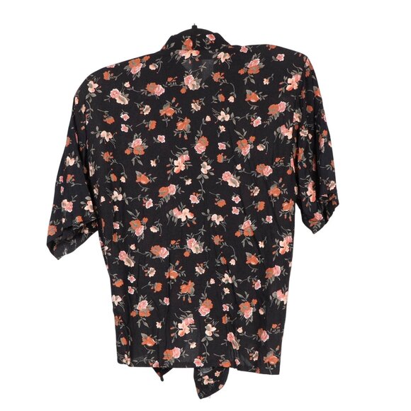 Feruccio VTG Outfit M Women Floral Button Up Tie Shirt Elastic Waist Pants Black - Picture 4 of 7